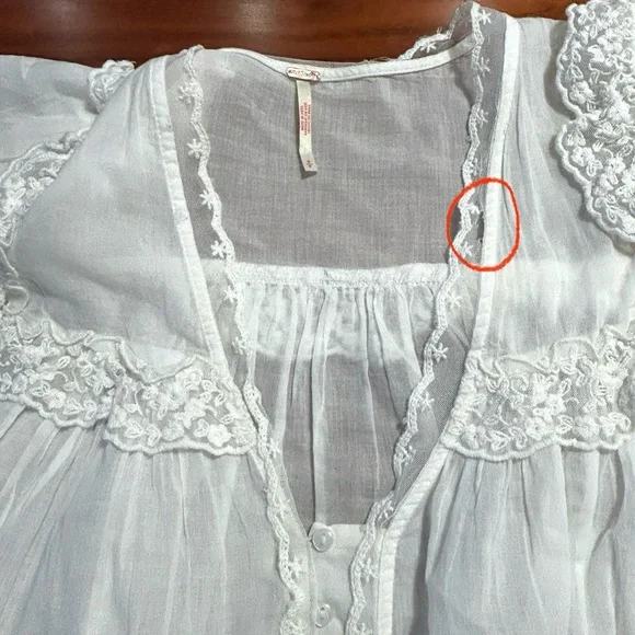 Free People Luna White Lace Sheer Blouse - Picture 10 of 12